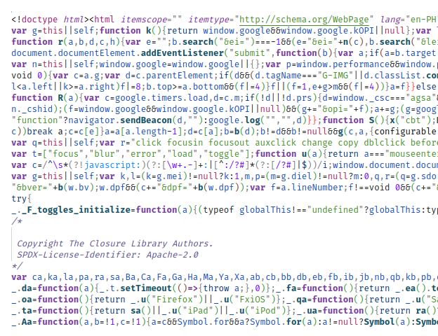 Snippet of HTML Source of Google’s Homepage